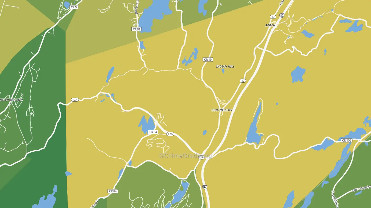 Southfields, NY Map of Vandalism Rates
