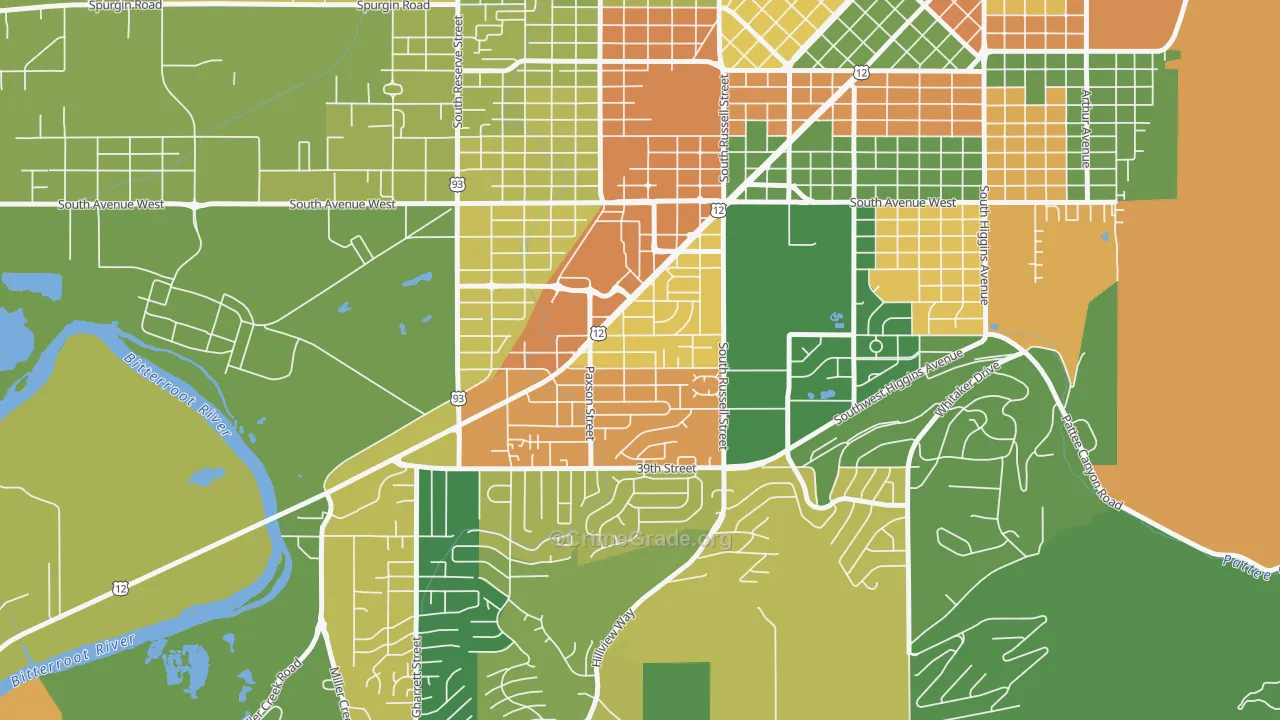 Southgate Triangle, Missoula, MT Map of Vandalism Rates