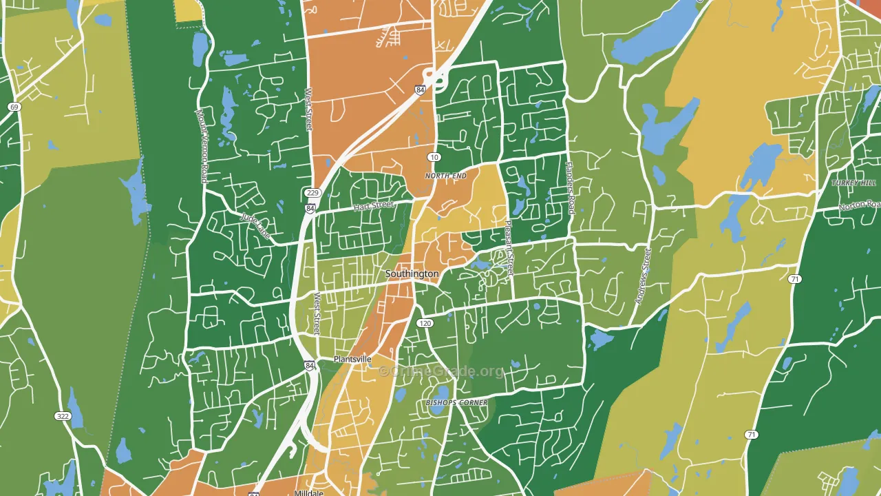 Southington, CT Map of Vandalism Rates