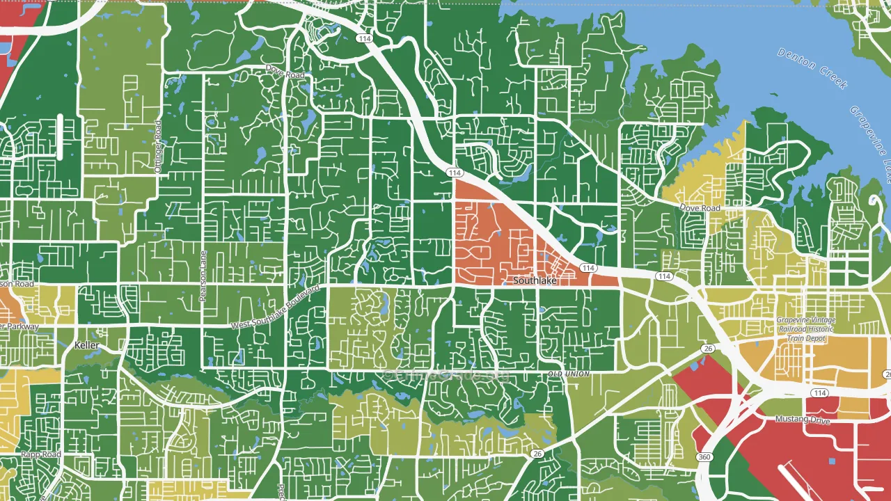 Southlake, TX Map of Vandalism Rates