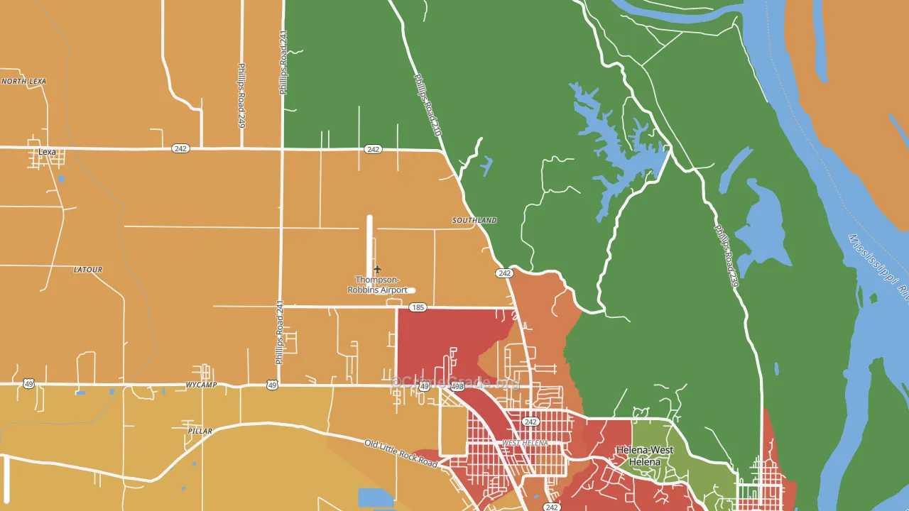 Southland, AR Map of Vandalism Rates