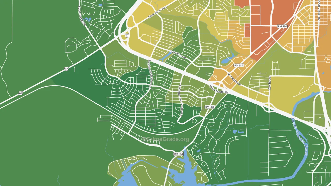 Southland, San Angelo, TX Map of Vandalism Rates