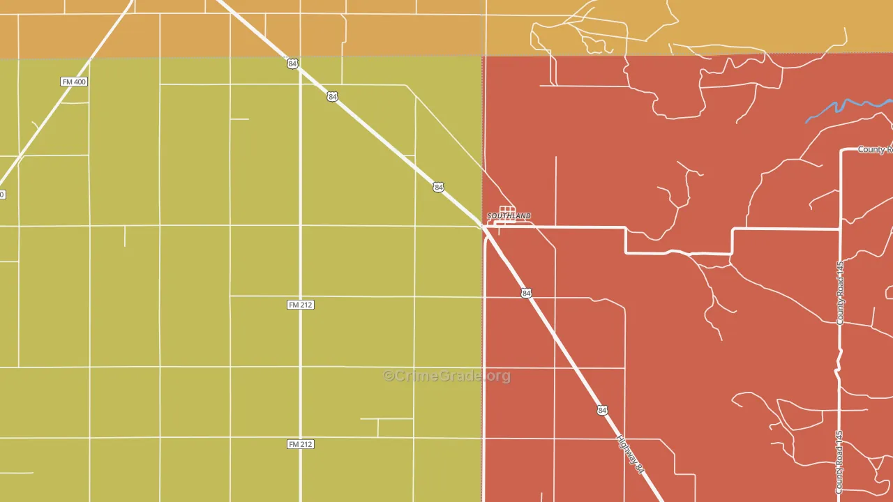 Southland, TX Map of Vandalism Rates