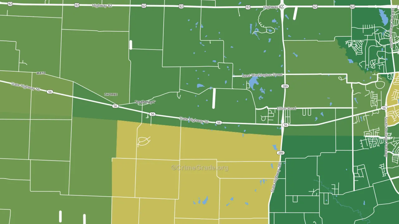 Southmayd, TX Map of Vandalism Rates