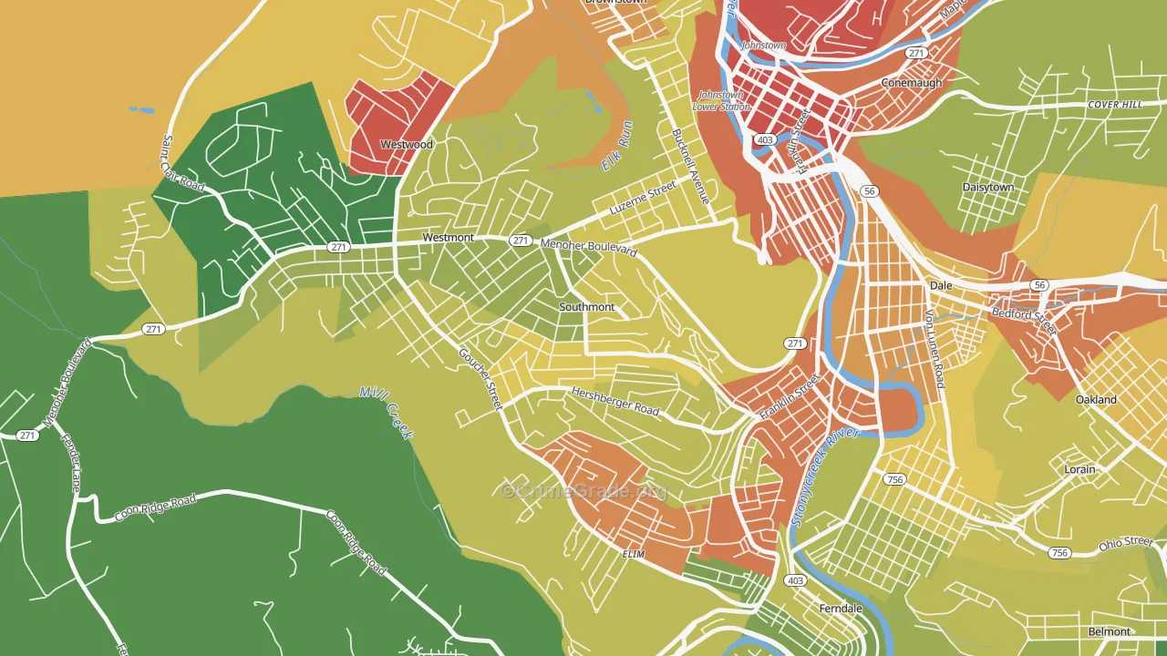 Southmont, PA Map of Vandalism Rates