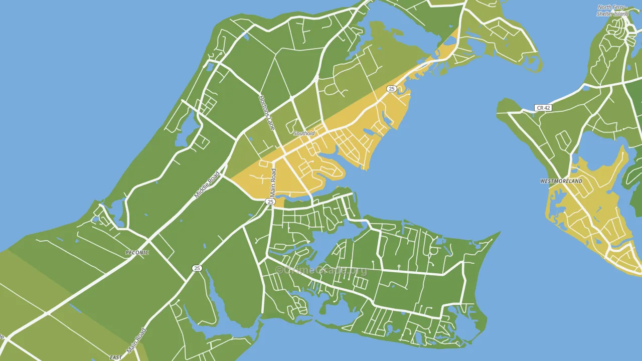 Southold, NY Map of Vandalism Rates