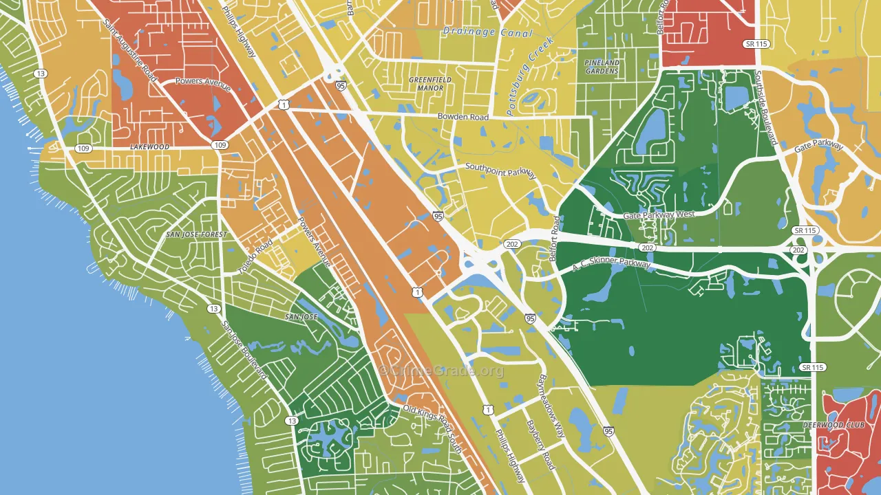Southpoint, Jacksonville, FL Map of Vandalism Rates