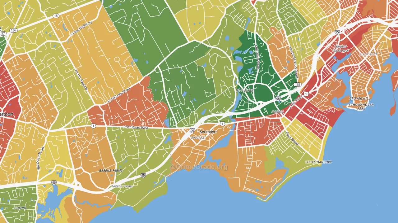 Southport, CT Map of Vandalism Rates