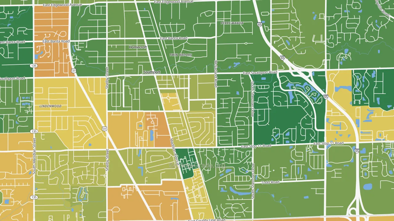 Southport, IN Map of Vandalism Rates