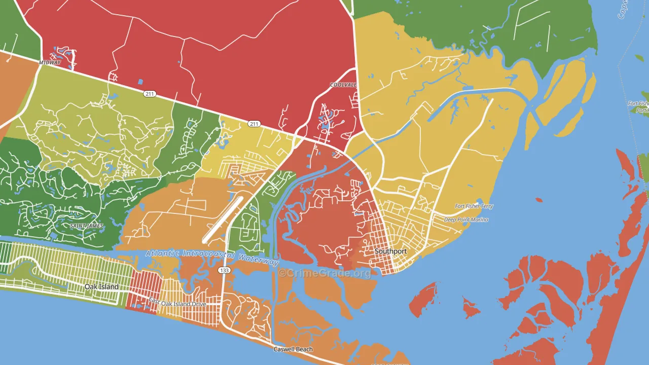 Southport, NC Map of Vandalism Rates