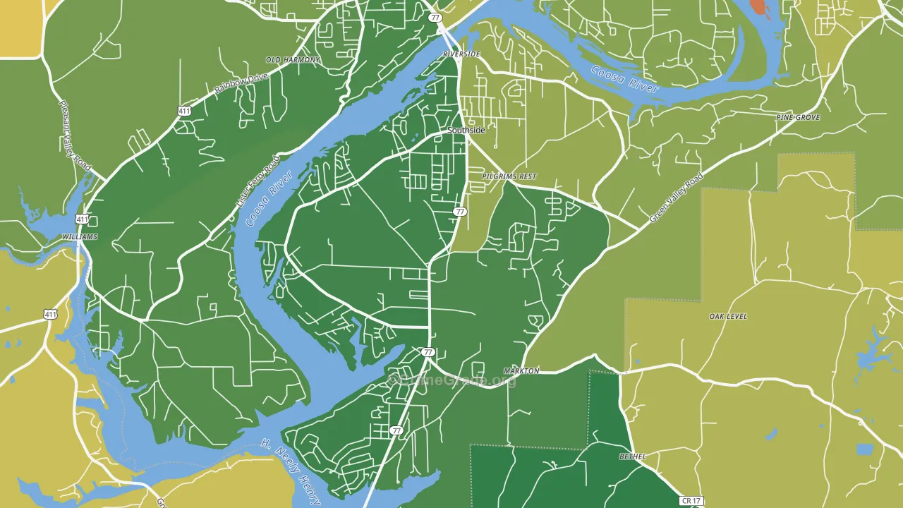 Southside, AL Map of Vandalism Rates