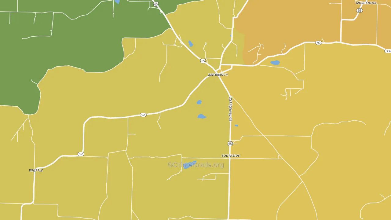 Southside, AR Map of Vandalism Rates