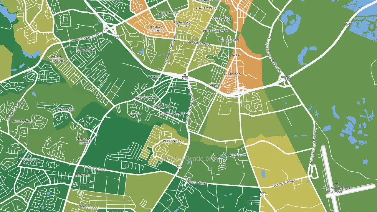 Southside, Augusta, GA Map of Vandalism Rates