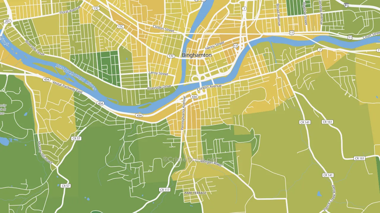Southside, Binghamton, NY Map of Vandalism Rates