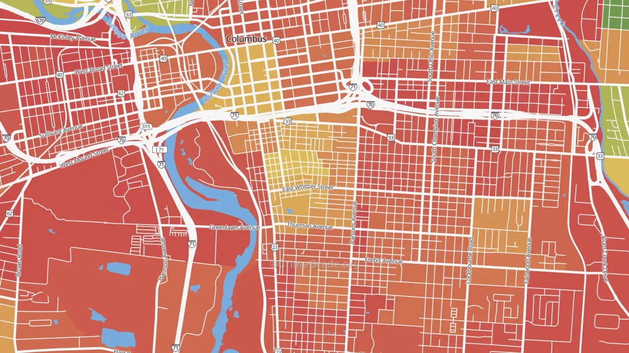 Southside Columbus, Columbus, OH Map of Vandalism Rates
