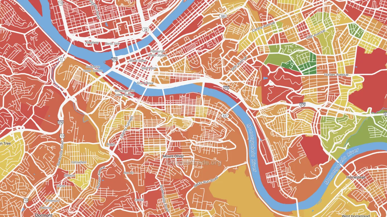 Southside Flats, Pittsburgh, PA Map of Vandalism Rates