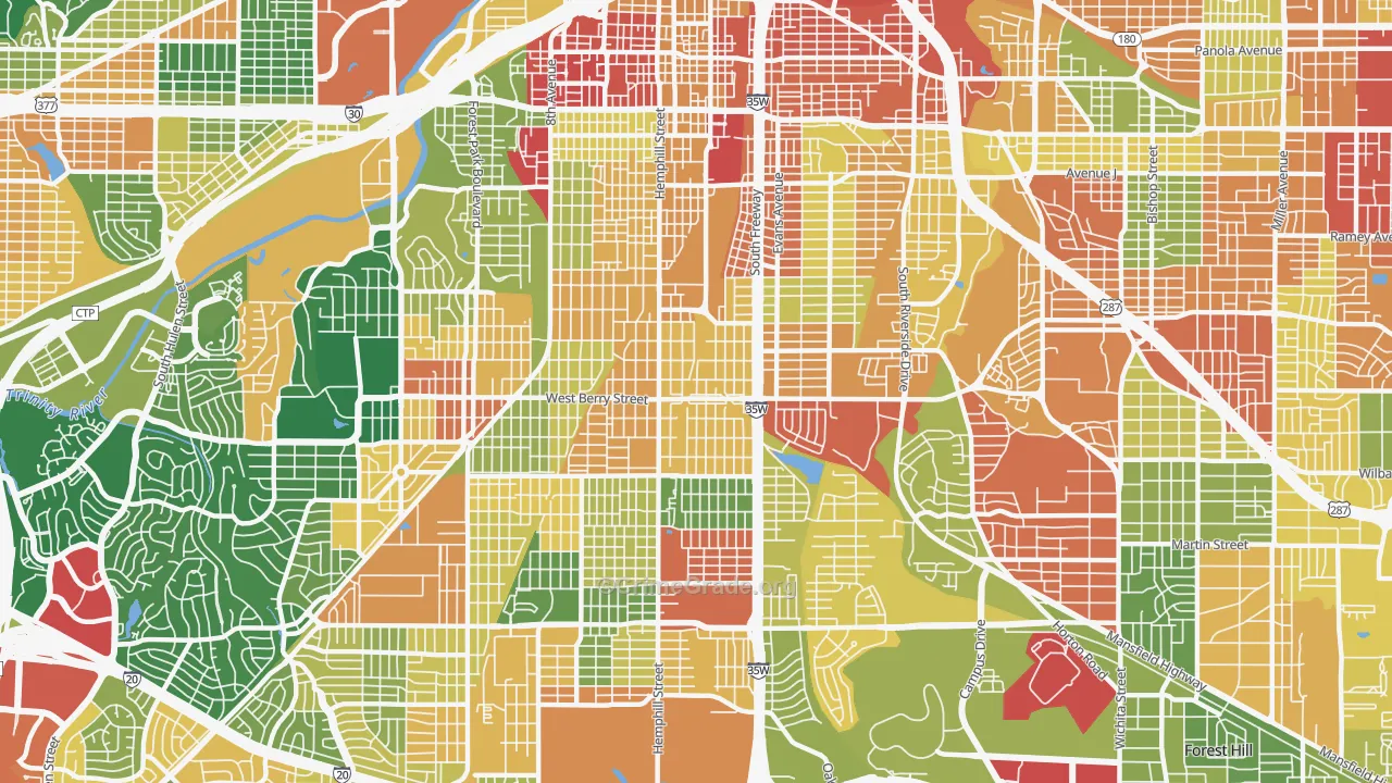 Southside, Fort Worth, TX Map of Vandalism Rates