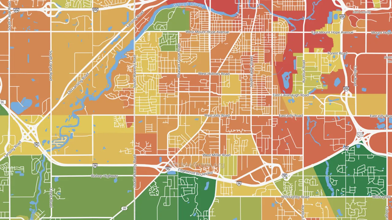 Southside, Lansing, MI Map of Vandalism Rates