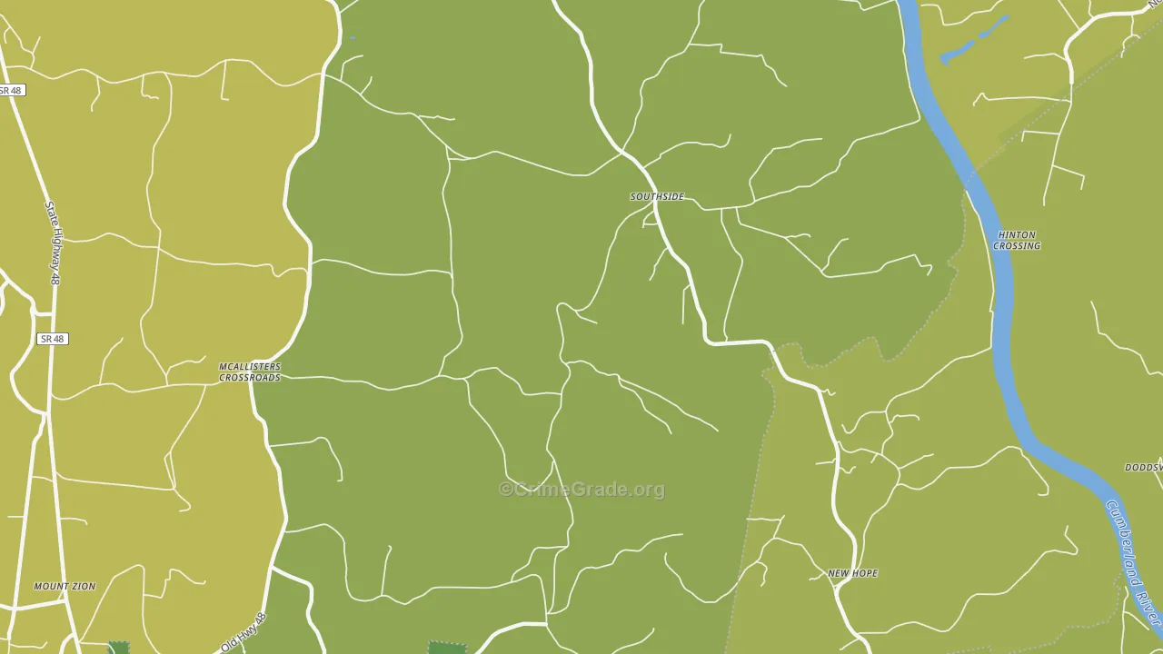 Southside, TN Map of Vandalism Rates