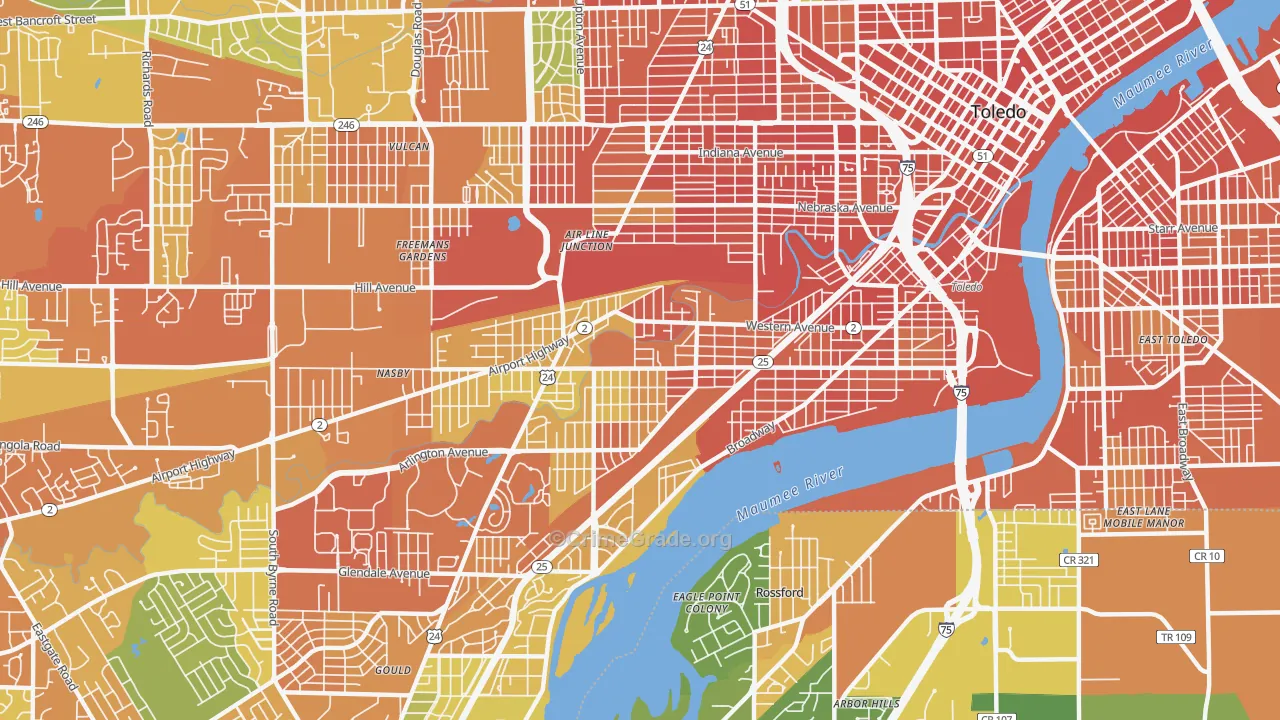 Southside, Toledo, OH Map of Vandalism Rates