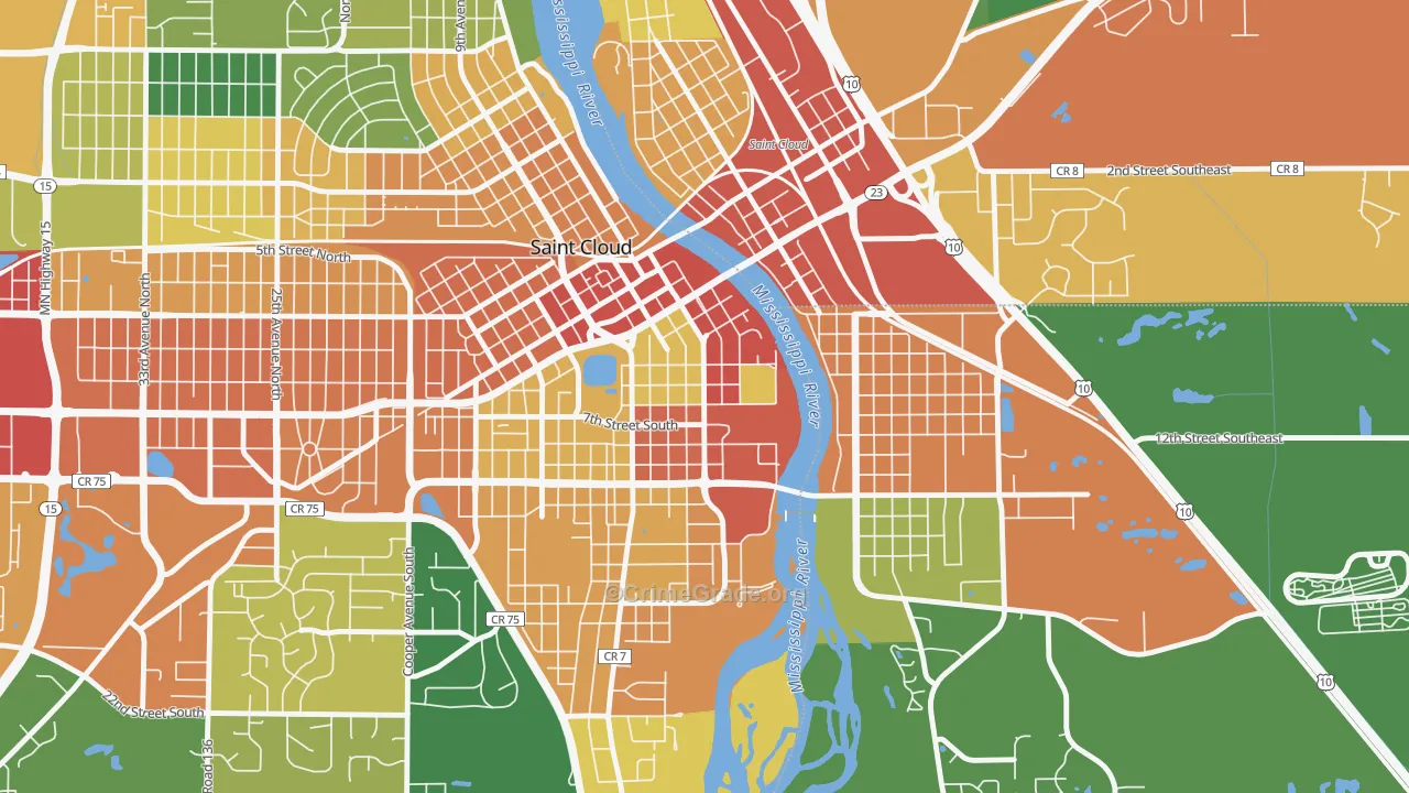 Southside University, St. Cloud, MN Map of Vandalism Rates