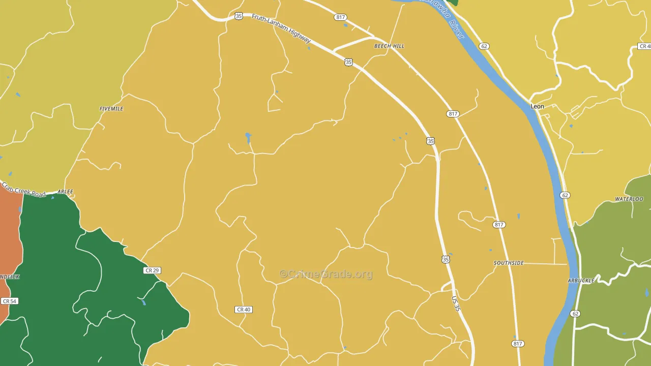 Southside, WV Map of Vandalism Rates
