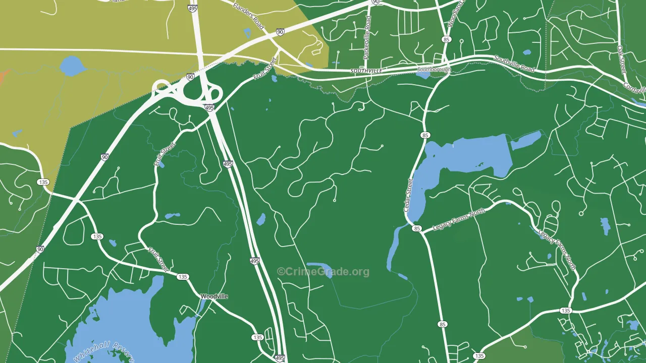 Southville, MA Map of Vandalism Rates