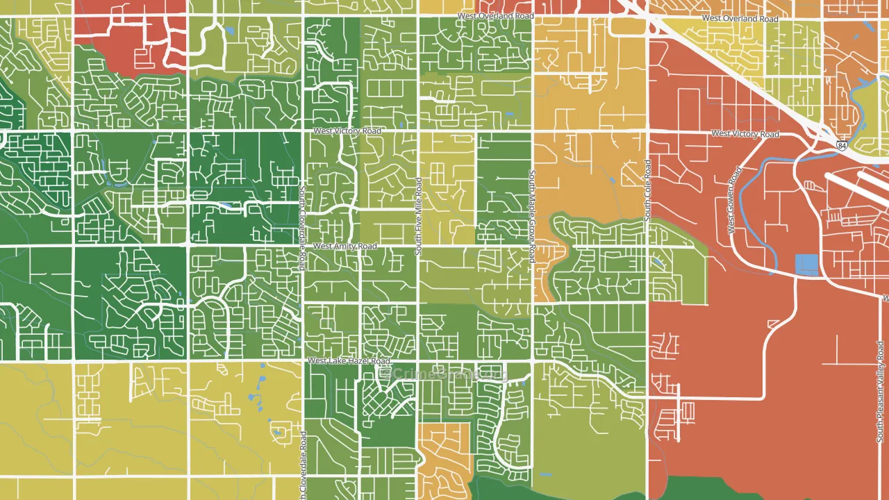 Southwest Ada, Boise, ID Map of Vandalism Rates