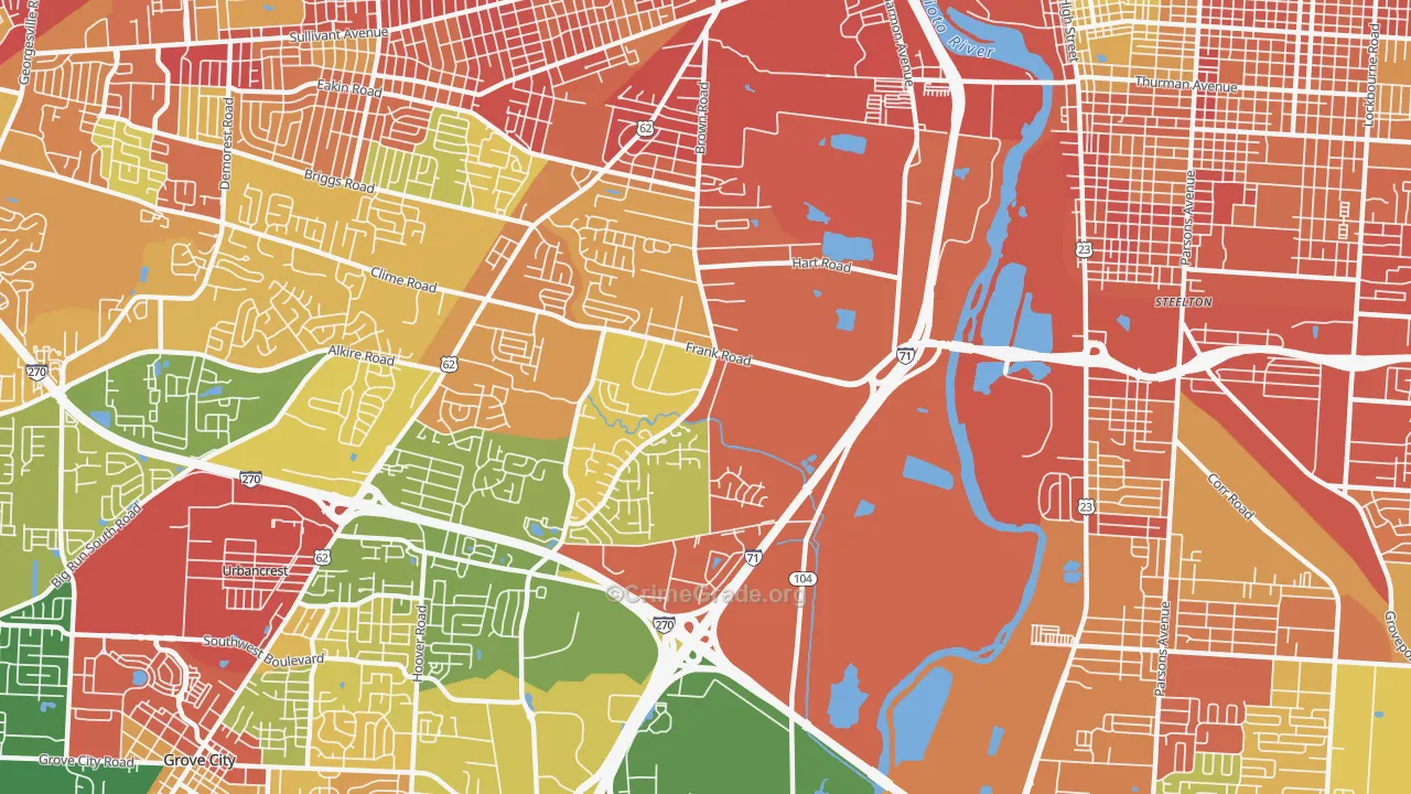 Southwest, Columbus, OH Map of Vandalism Rates