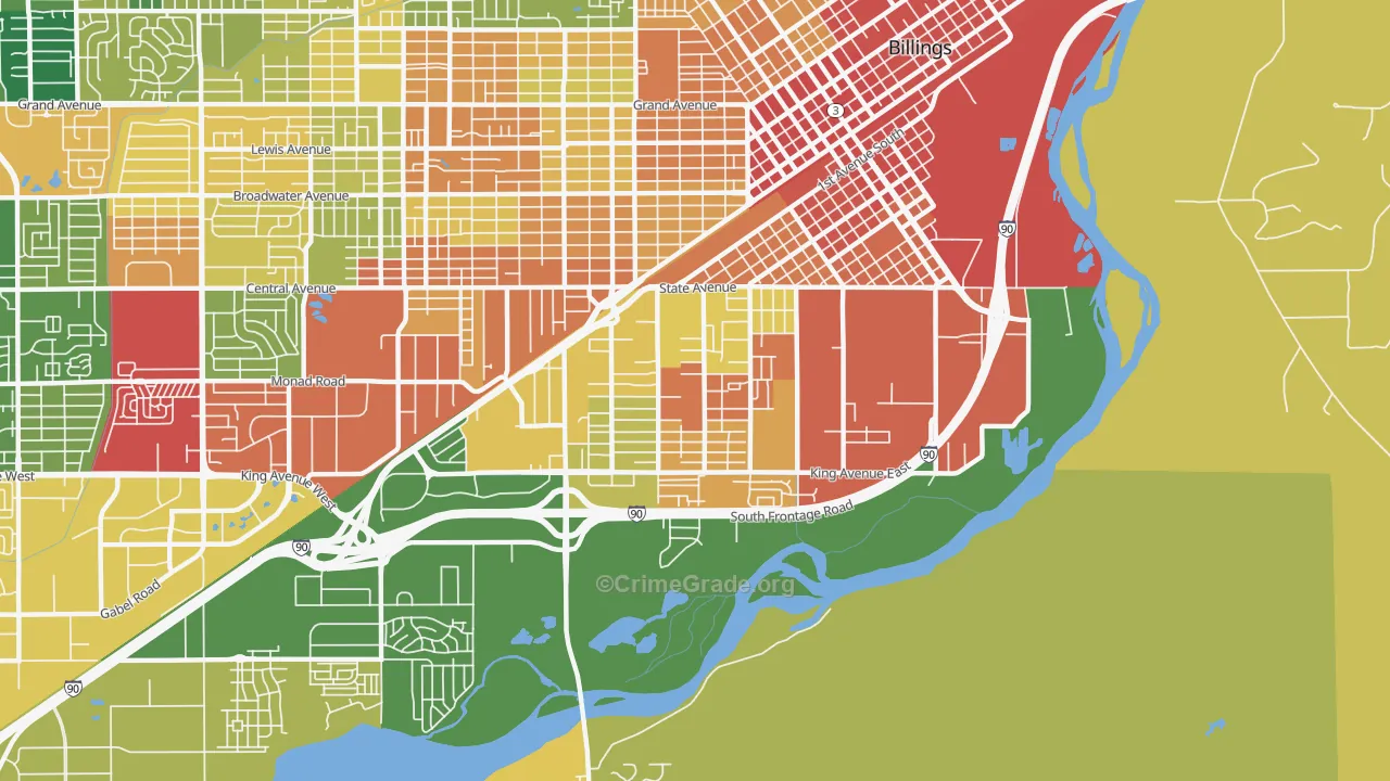 Southwest Corridor, Billings, MT Map of Vandalism Rates