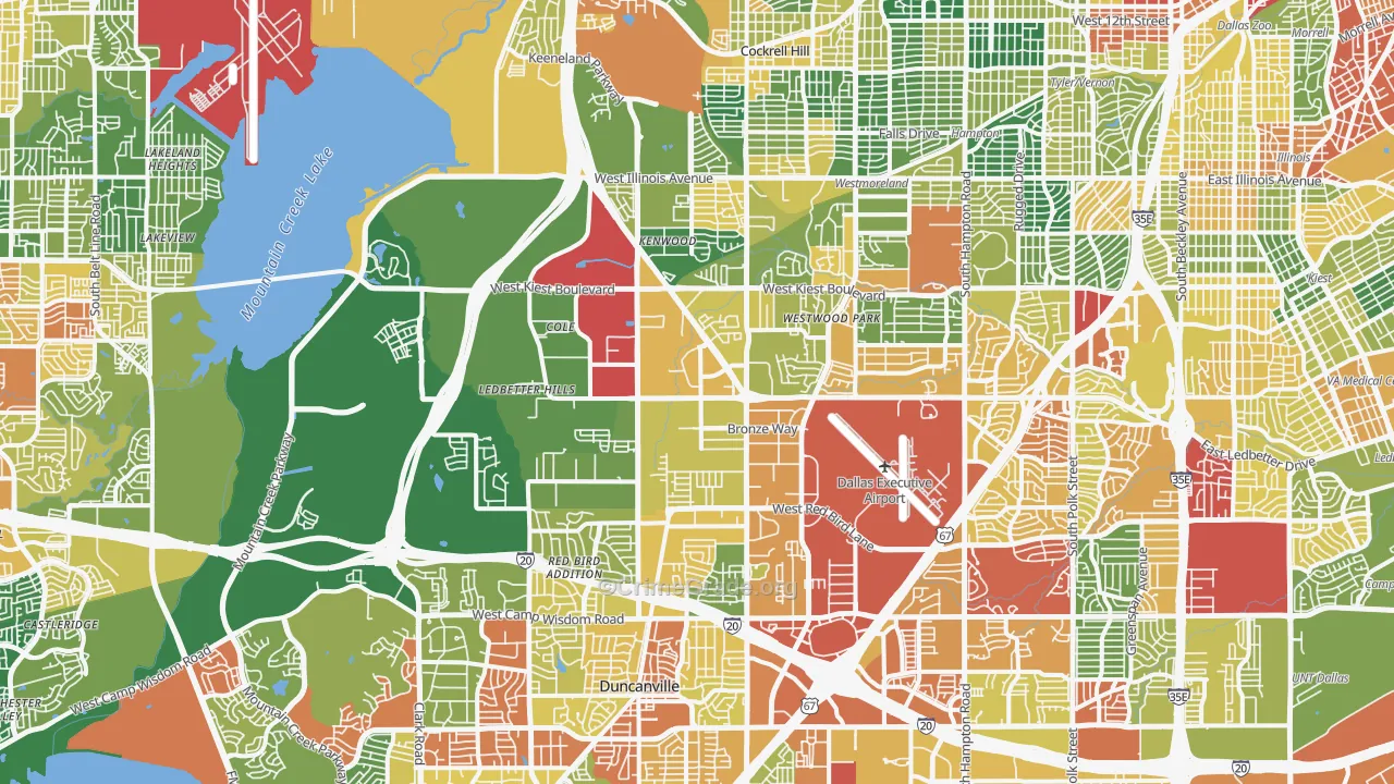 Southwest Dallas, Dallas, TX Map of Vandalism Rates