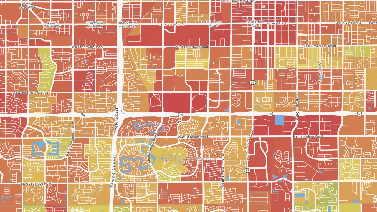 Southwest Mesa, Mesa, AZ Map of Vandalism Rates