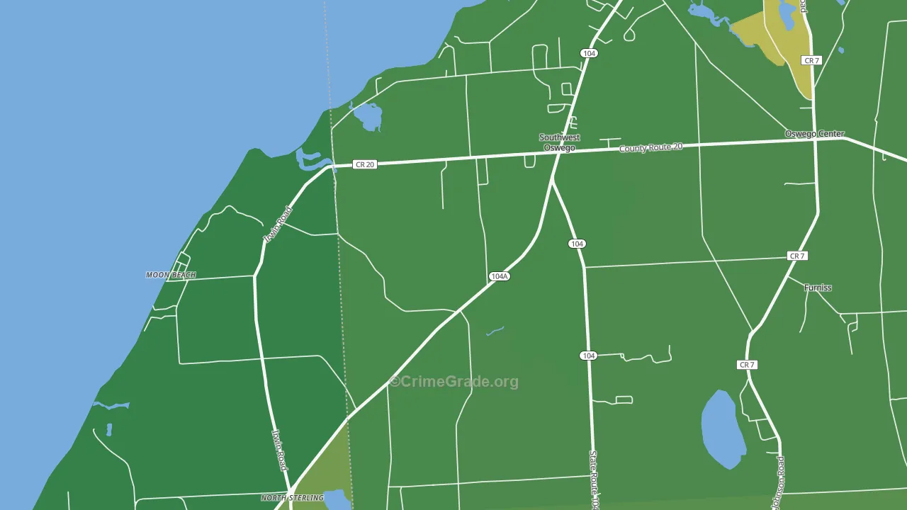 Southwest Oswego, NY Map of Vandalism Rates