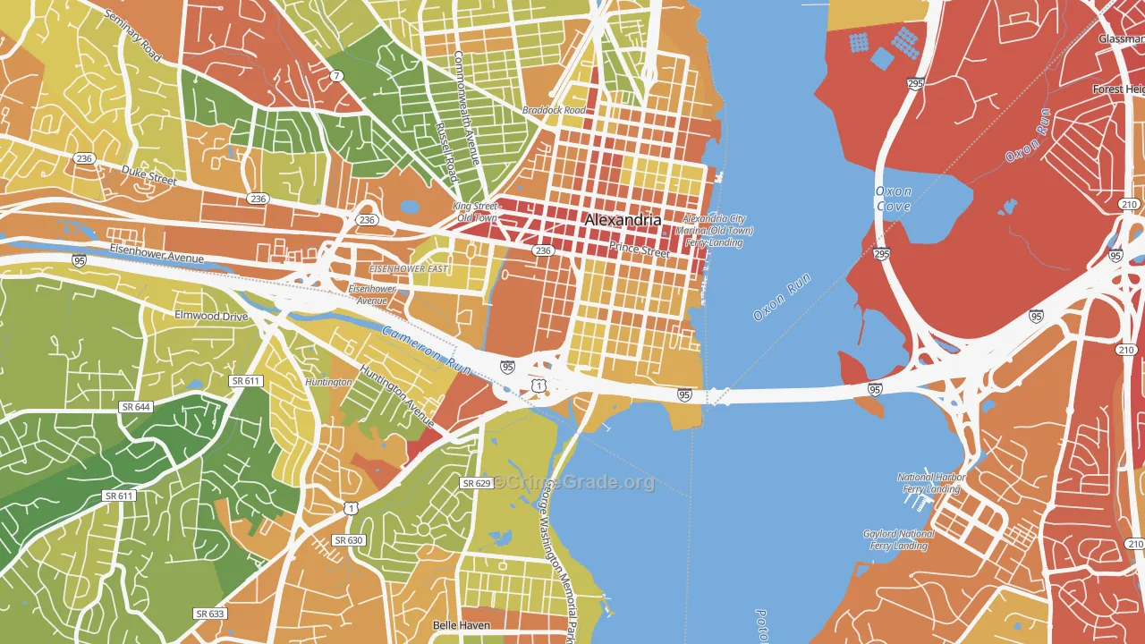 Southwest Quadrant, Alexandria, VA Map of Vandalism Rates