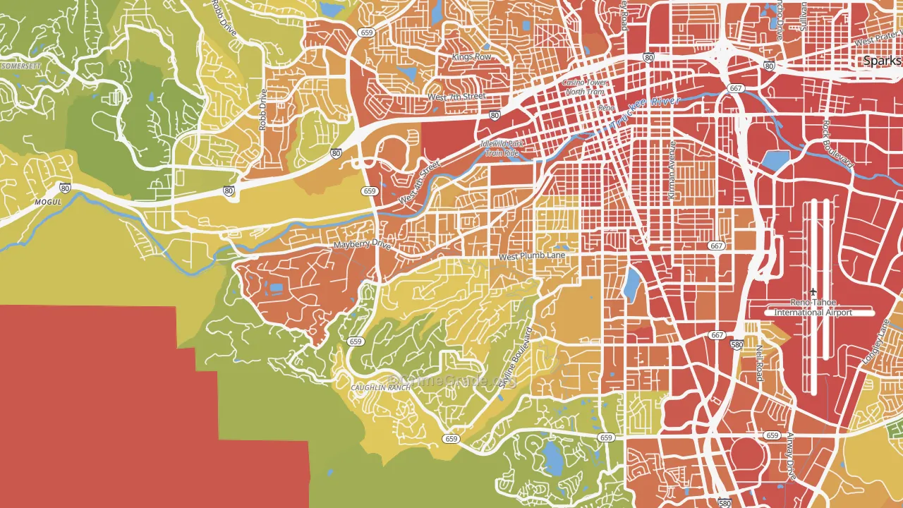 Southwest, Reno, NV Map of Vandalism Rates