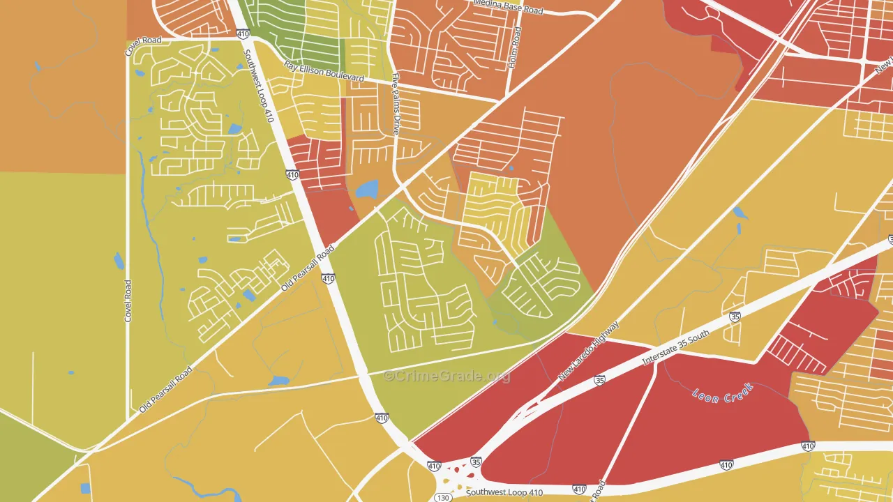 Southwest, San Antonio, TX Map of Vandalism Rates