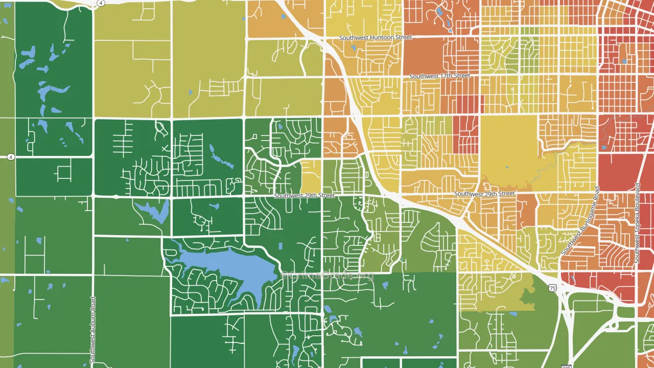 Southwest Topeka, Topeka, KS Map of Vandalism Rates