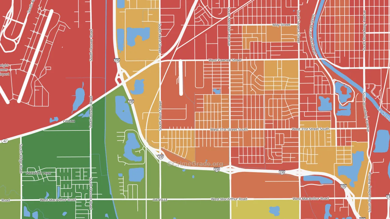Southwest Village, Wichita, KS Map of Vandalism Rates