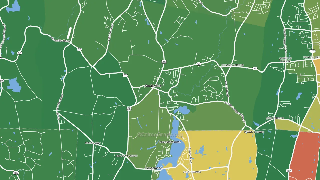 Southwick, MA Map of Vandalism Rates