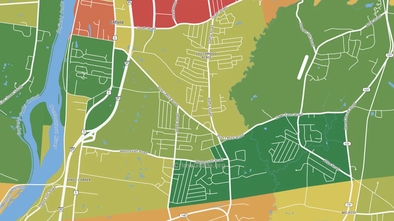 Southwood Acres, CT Map of Vandalism Rates