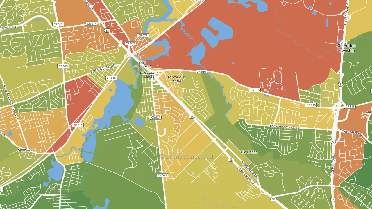 Southwood, Old Bridge, NJ Map of Vandalism Rates