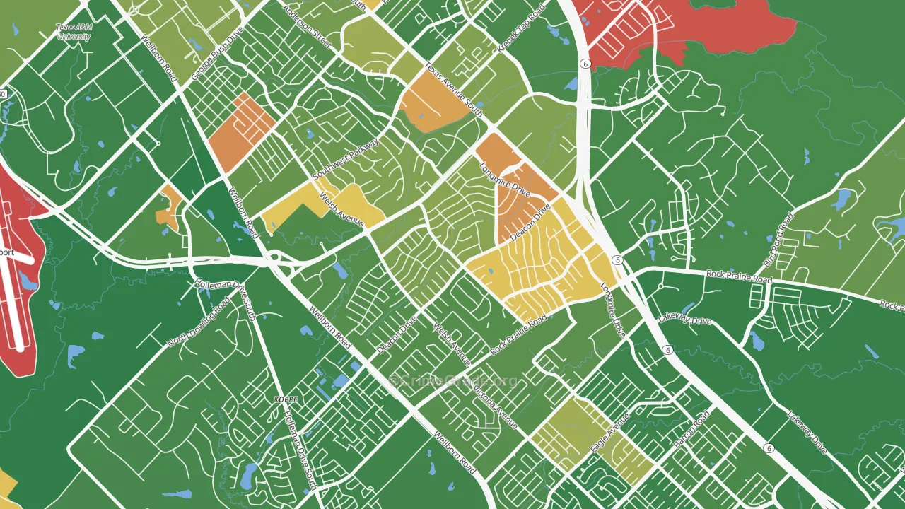 Southwood Valley, College Station, TX Map of Vandalism Rates