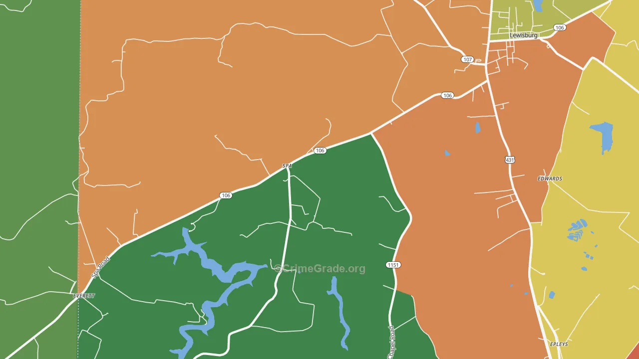 Spa, KY Map of Vandalism Rates