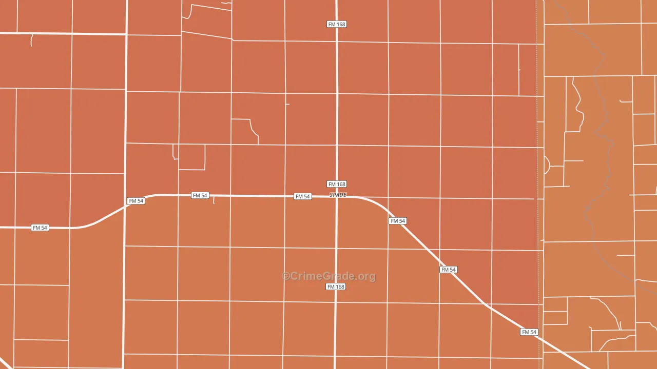Spade, TX Map of Vandalism Rates