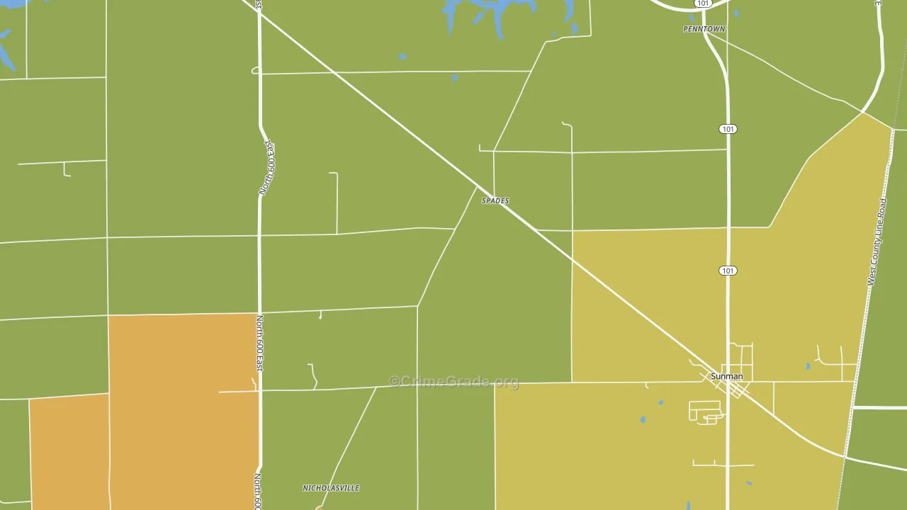 Spades, IN Map of Vandalism Rates