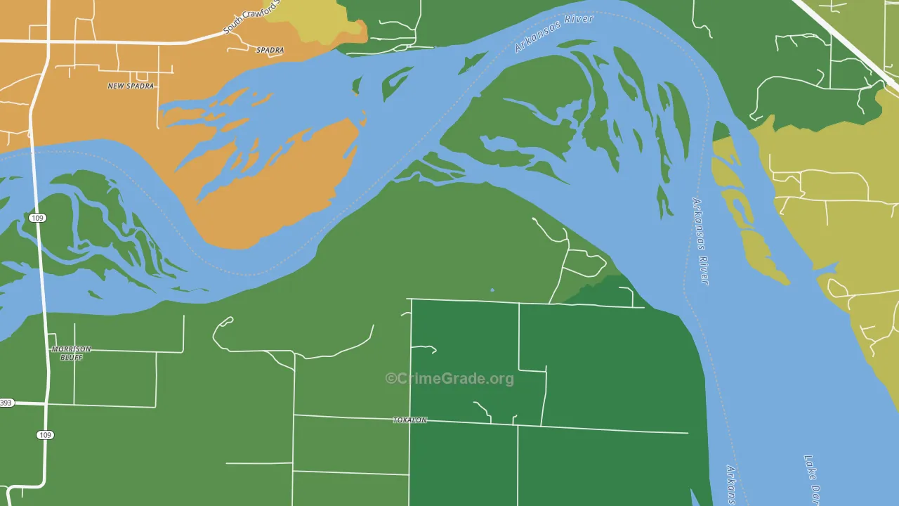 Spadra, AR Map of Vandalism Rates