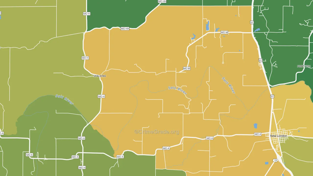 Spalding, MO Map of Vandalism Rates