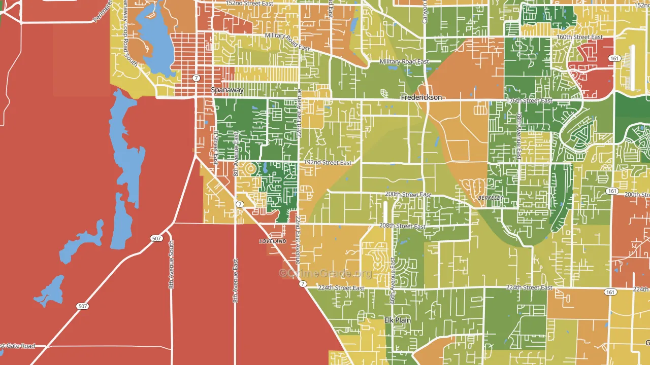 Spanaway, WA Map of Vandalism Rates