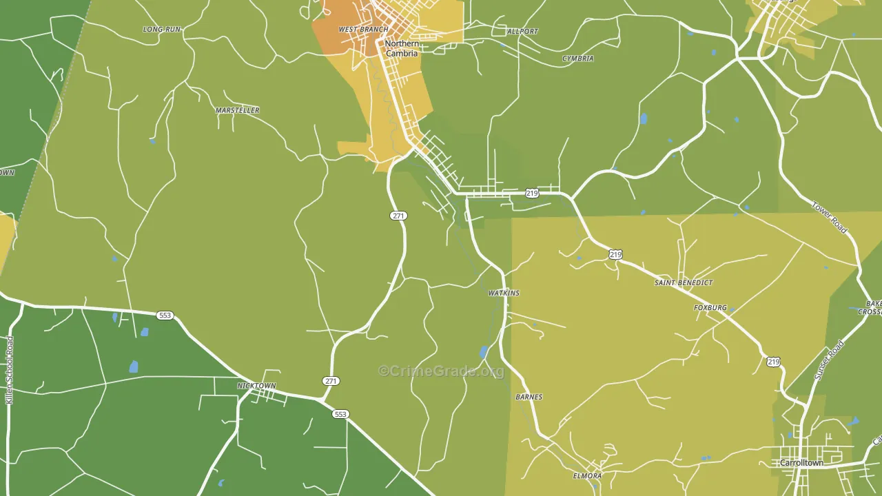 Spangler, PA Map of Vandalism Rates
