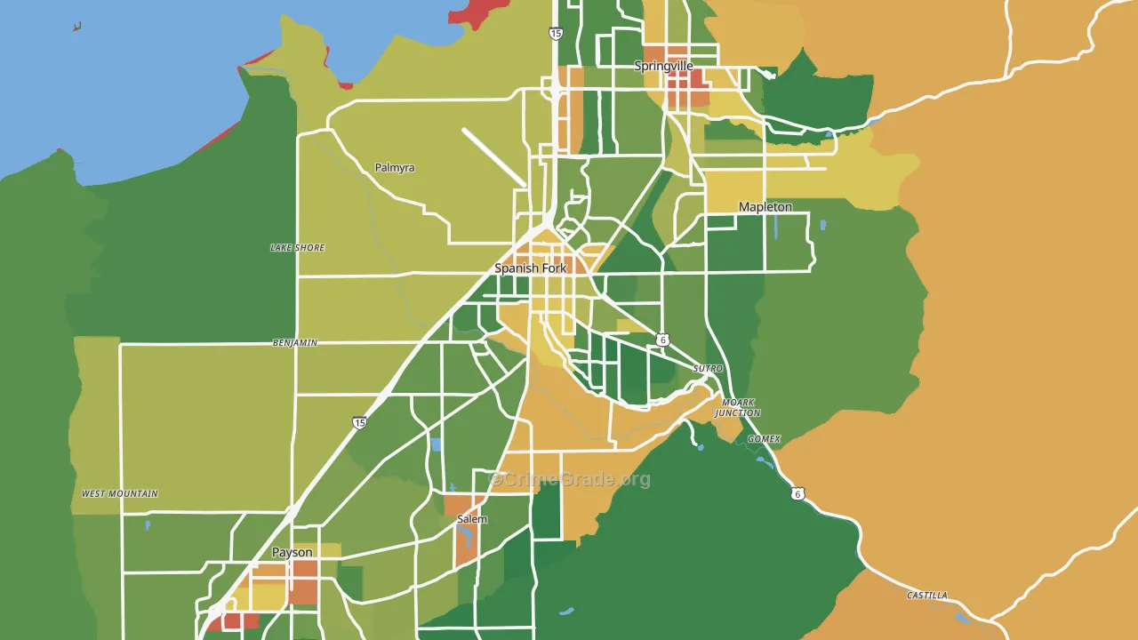 Spanish Fork, UT Map of Vandalism Rates